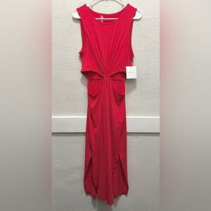 Beyond Yoga Around The World Front Twist Dress in Candy Apple Red NWT Large